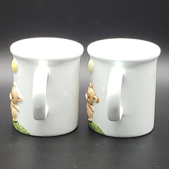 Norcrest Japan Powder Blue 3D Teddy Bear Balloons Mugs & Lidded Trinket Jar Set - Picture 11 of 16